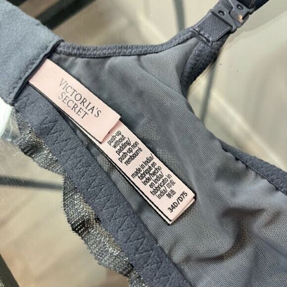 Victoria's Secret Women's Dream Angels Semi Sheer Lace Bra Gray Size 34D/D75 - Picture 7 of 11